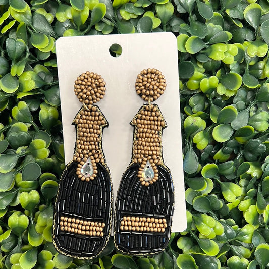 Black and gold champagne earrings