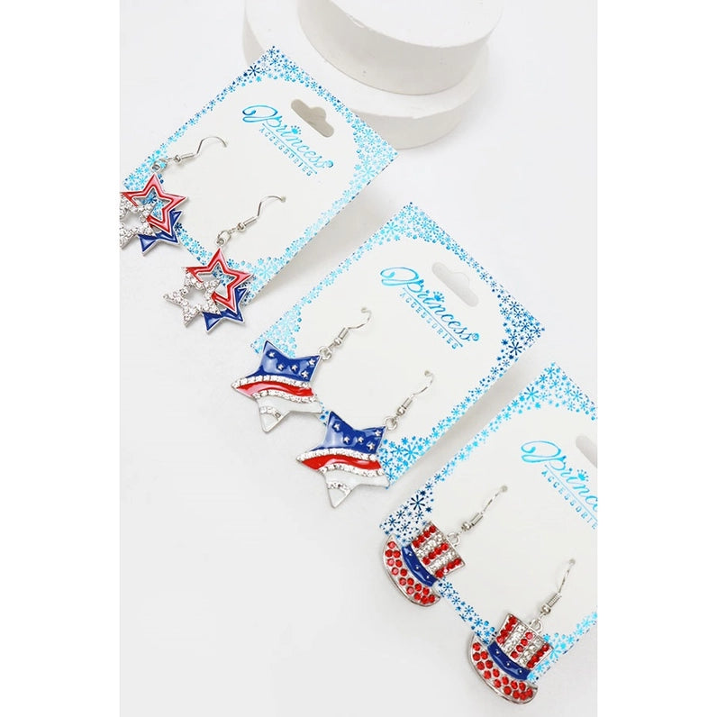 American Flag Drop Earring Set