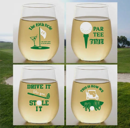 2PK Golf Shatterproof Wine Glasses